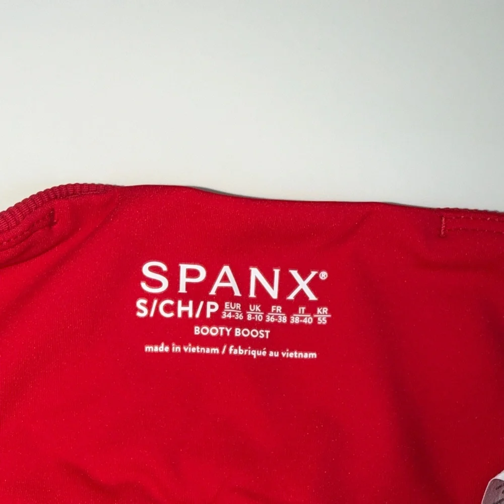 NWOT SPANX Booty Boost Active 7/8 Contour Ribbed Red Legging Small - Picture 2 of 8